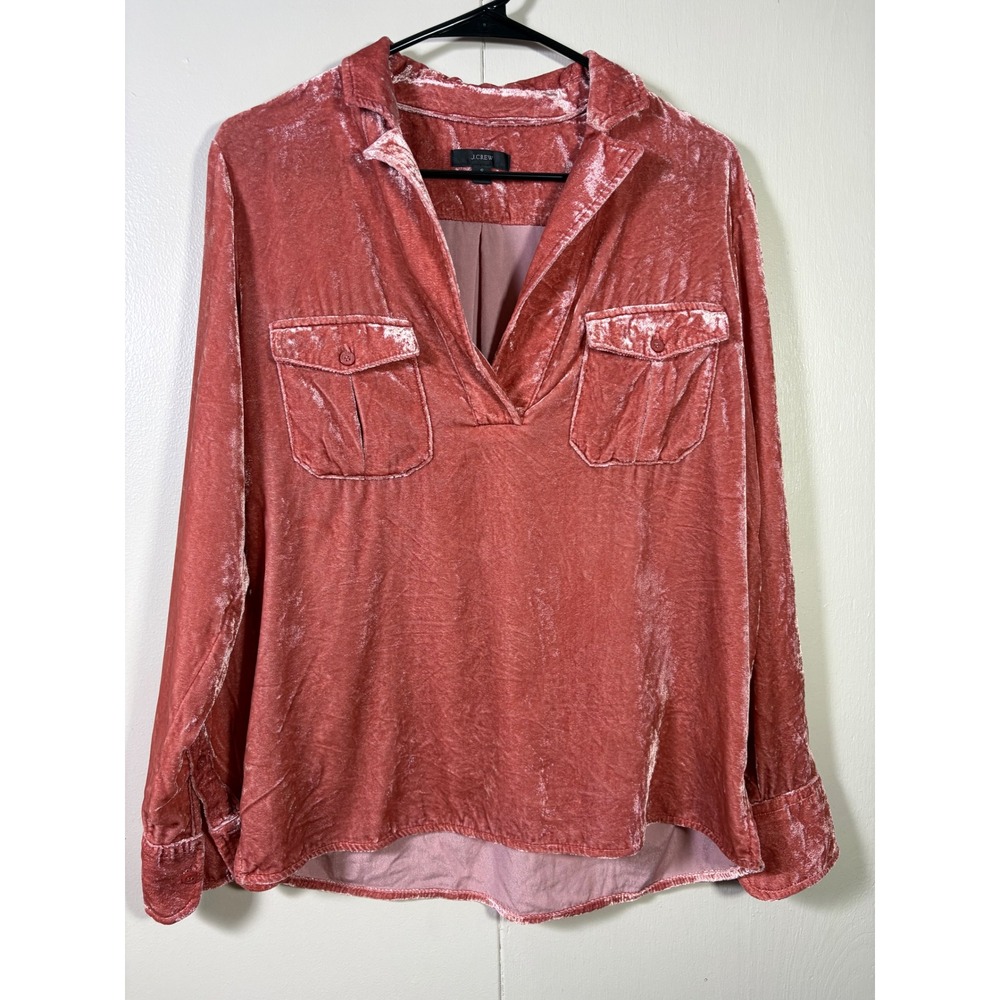 J.Crew Velvet V-Neck Pullover Pink Blouse S Whimsigoth Romance Holiday Ballet